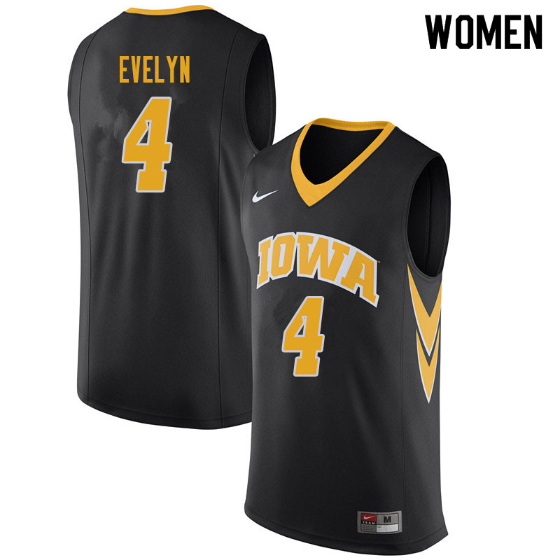 Women #4 Bakari Evelyn Iowa Hawkeyes College Basketball Jerseys Sale-Black - Click Image to Close